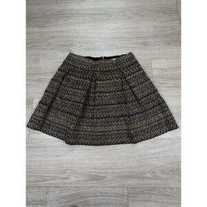 Petit Gateau Metallic Gold‎ Silver Chevron Mini Skirt XL Black Pleated 100ZL